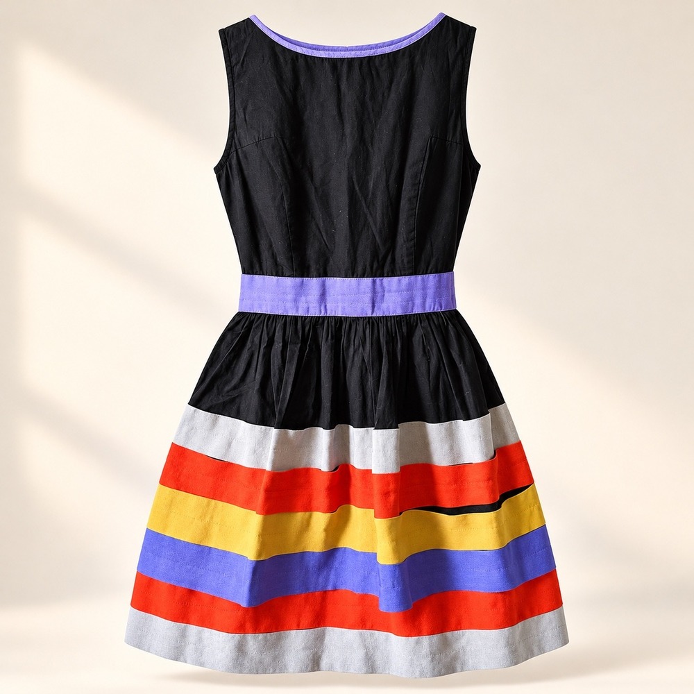 ASOS Sleeveless Striped Tiered Mini Dress Size 2 Holiday Retro Pop Art 60s Glam